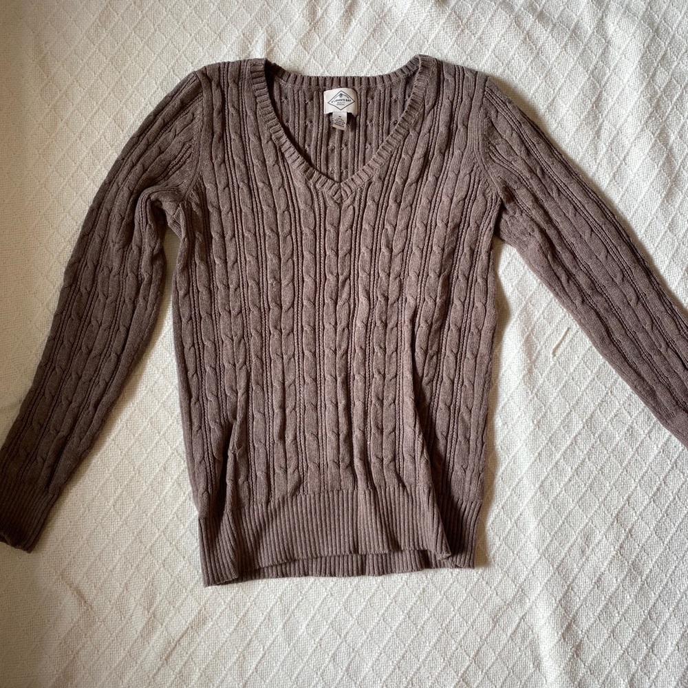 Brown v-neck sweater